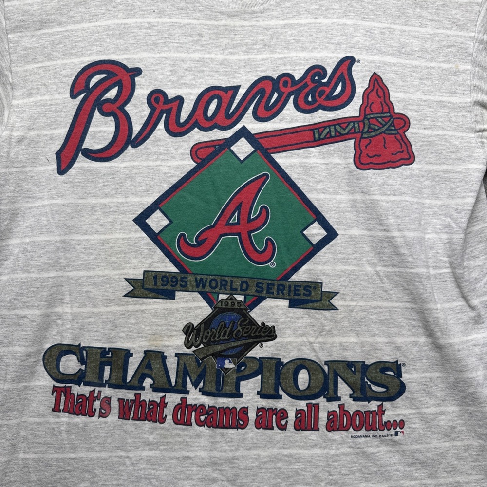Vintage 1995 Atlanta Braves World Series Champs Tee XL 90s MLB Baseball Shirt